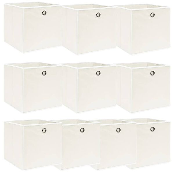 vidaXL Storage Box Set of 10 White Non-woven fabric (100% polyester)