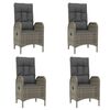 vidaXL Garden Dining Set Grey PE rattan 5 Piece Set Adjustable Armrests
