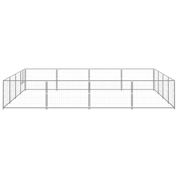 vidaXL Dog Kennel Silver Steel Large Durable Dog Kennel Rectangular
