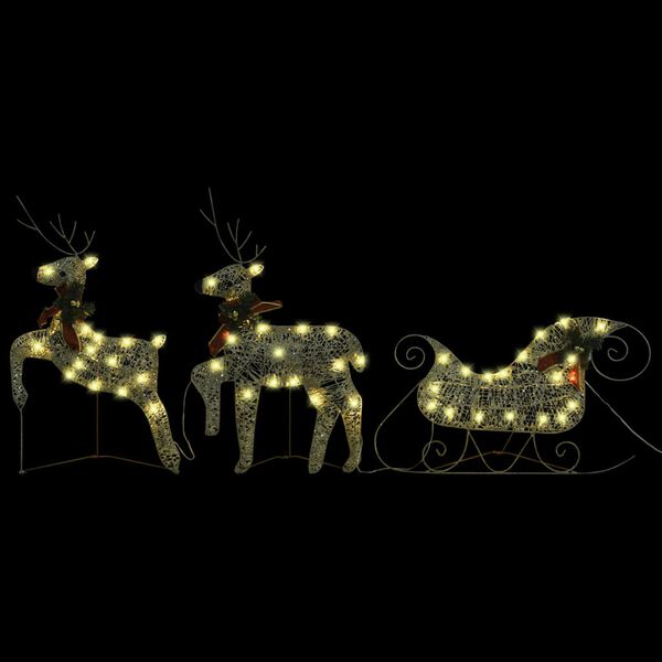 vidaXL Reindeer And Sleigh Christmas Decoration Set of 6 Gold
