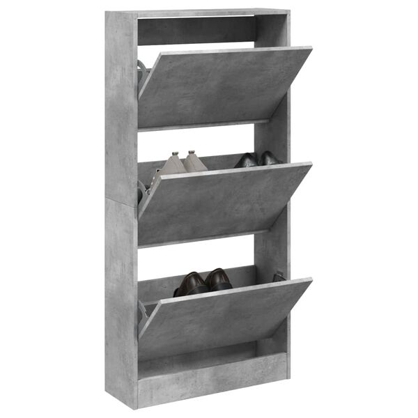 vidaXL Shoe Cabinet Concrete Grey Engineered Wood Compact Shoe Cabinet