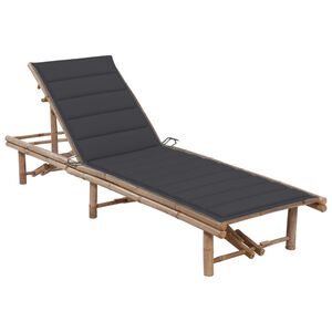 vidaXL Sunlounger Bamboo Large Adjustable Armrests Garden Sun Lounger