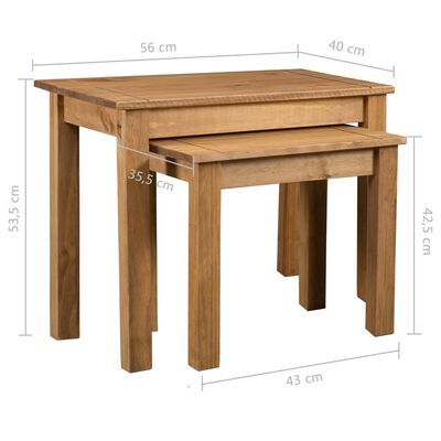 vidaXL Nesting Tables 2 pcs Solid Pine Wood Panama Range