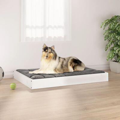 vidaXL Dog Bed White 36"x25.2"x3.5" Solid Wood Pine