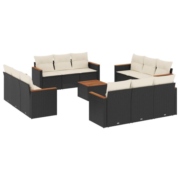 vidaXL Garden Sofa Set Black PE rattan 13 Piece Modular