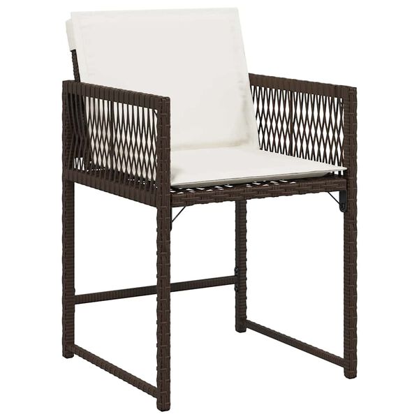 vidaXL Garden Chair Set of 4 Brown PE rattan, powder-coated steel