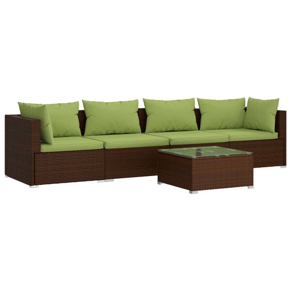vidaXL Garden Lounge Set Brown PE rattan 5 piece set Modular