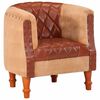 vidaXL Tub Chair Brown Genuine goat leather and canvas with solid mango wood