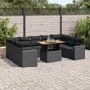 vidaXL Garden Sofa Set Black PE rattan Large Adjustable Armrests