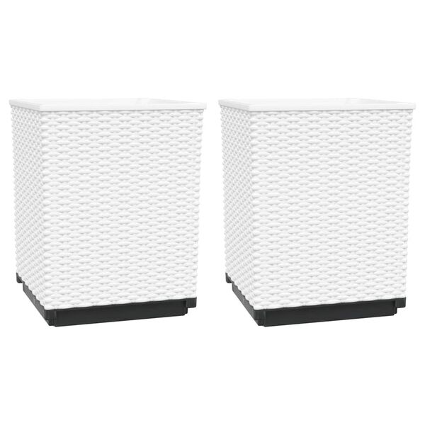 vidaXL Planter Set of 2 White Polypropylene 11.8x11.8x14.6 in