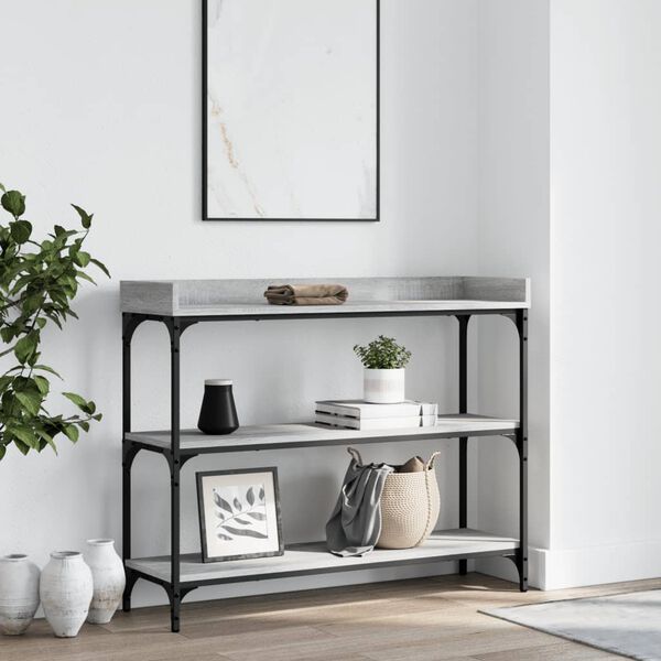 vidaXL Console Table Grey sonoma Engineered wood, metal Narrow