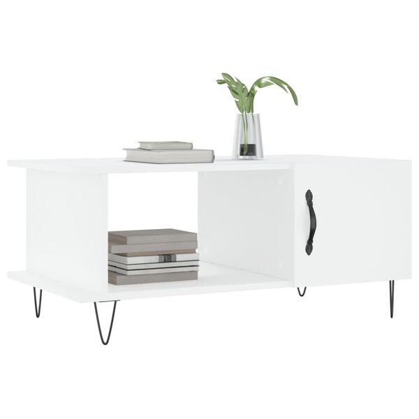 vidaXL Coffee Table White Engineered wood, Iron 35.4 x 19.7 x 15.7 in
