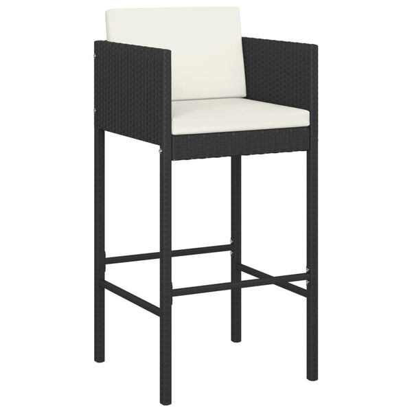 vidaXL Garden Bar Set Black, Cream White PE Rattan, Powder-coated Steel
