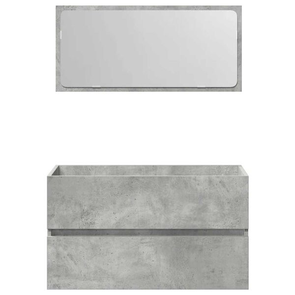 vidaXL Bathroom Cabinet With Mirror Concrete Grey Engineered Wood 31.5 in