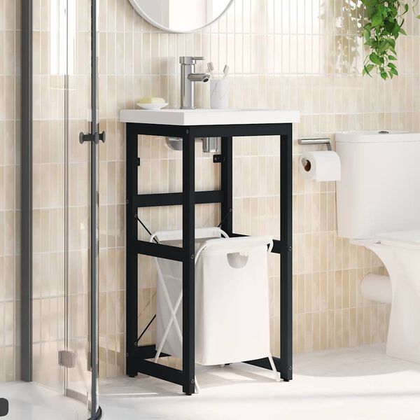 vidaXL Bathroom Washbasin Frame Black Powder-coated iron 32.7 in high