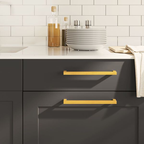 vidaXL Cabinet Handle Set of 10 Gold Stainless Steel Medium Durable