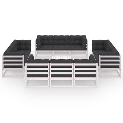 vidaXL 13 Piece Patio Lounge Set with Cushions Solid Pinewood