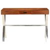 vidaXL Desk Brown top and silver legs Solid Acacia Wood, Powder-Coated Iron