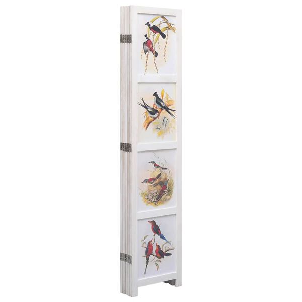 vidaXL 5-Panel Room Divider White 68.9"x65" Bird