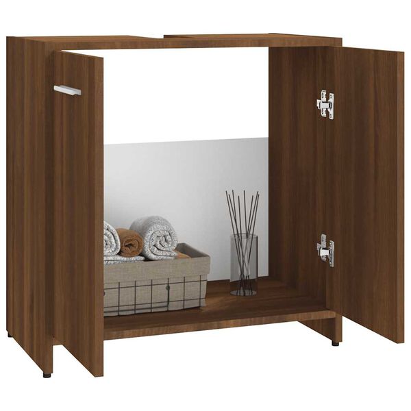 vidaXL Bathroom Cabinet Brown Oak Engineered Wood Medium