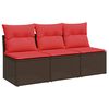 vidaXL Garden Sofa with Cushion 7 pcs Brown Poly rattan