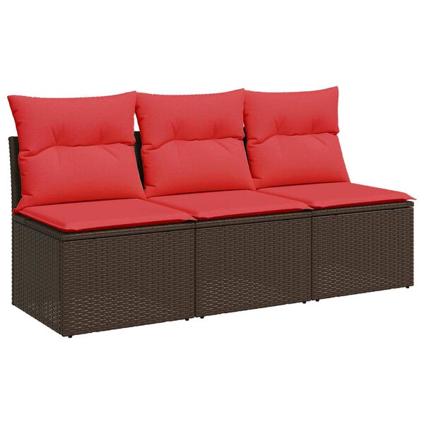 vidaXL Garden Sofa with Cushion 7 pcs Brown Poly rattan