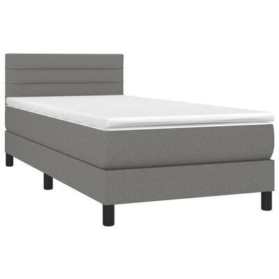 vidaXL Box Spring Bed with Mattress Dark Gray Twin Fabric