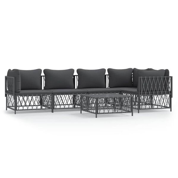 vidaXL Garden Lounge Set Anthracite Woven fabric 6 Piece Set Modular