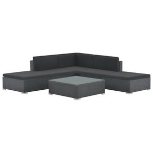 vidaXL Sofa Set Black PE rattan Large Modular Garden Lounge Set