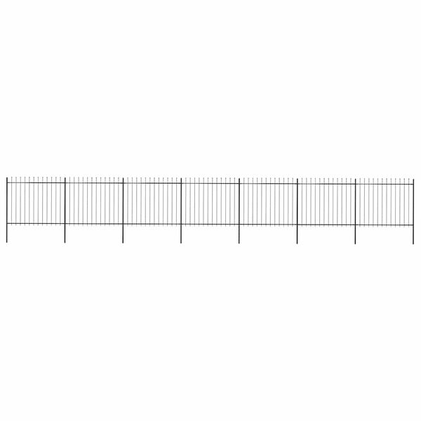vidaXL Garden Fence with Spear Top Steel 491.3"x59.1" Black