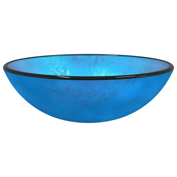 vidaXL Basin Tempered Glass 16.5x5.5" Blue