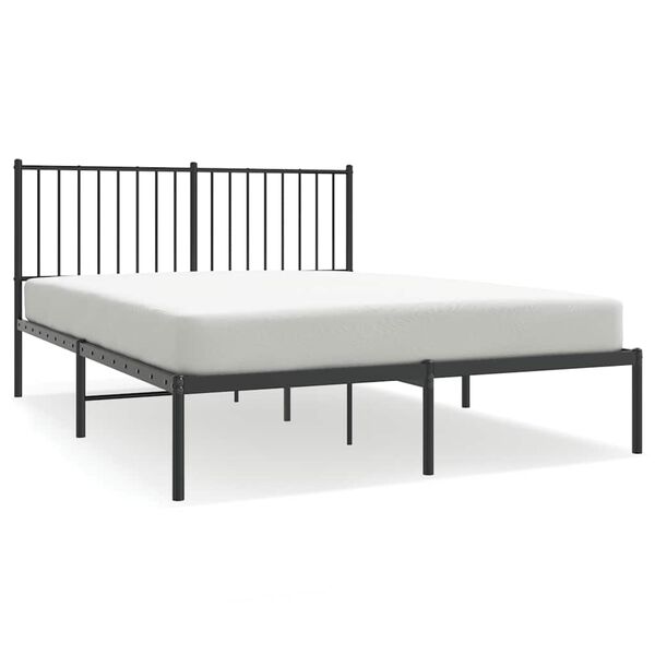 vidaXL Bed Frame Black Powder-coated steel 55 x 79 in Bed Frame