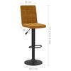 vidaXL Bar Stool Set of 2 Brown Velvet, Steel Height-Adjustable Swivel