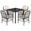 vidaXL Garden Dining Set Black, Cream White