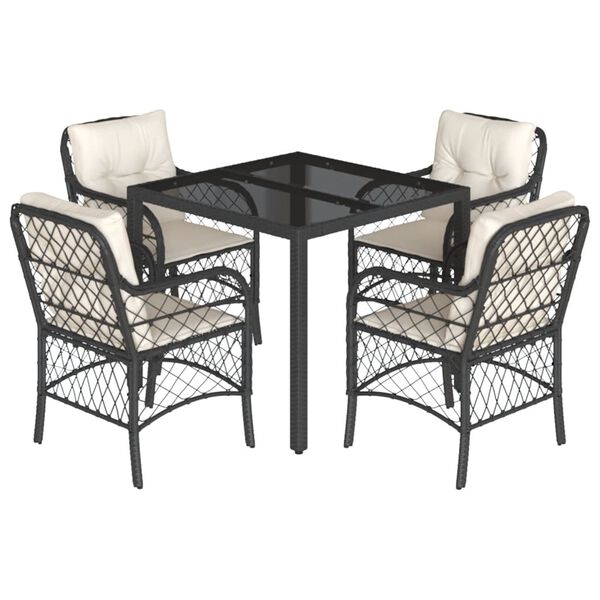 vidaXL Garden Dining Set Black, Cream White