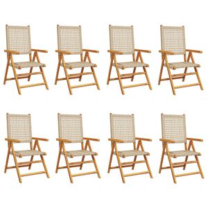 vidaXL Garden Chair Set of 8 Beige Solid acacia wood, PE rattan Standard