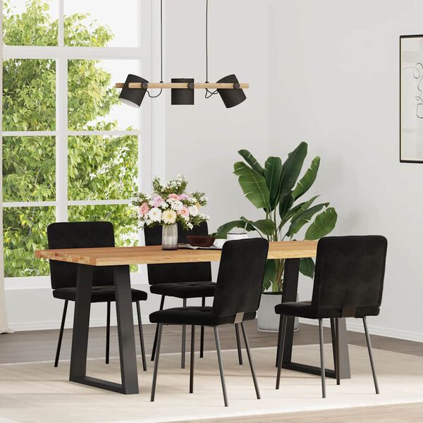 vidaXL Dining Chair Set of 4 Black Velvet, Metal, Plywood Standard