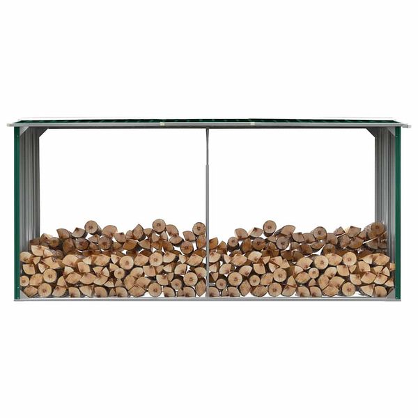 vidaXL Garden Log Storage Shed Galvanized Steel 129.9"x36.2"x60.2" Green