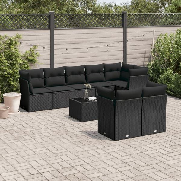 vidaXL Garden Sofa Set Black