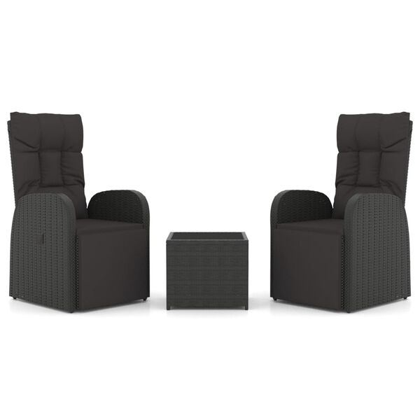 vidaXL Garden Lounge Set Black Poly rattan, Powder-coated steel, Fabric