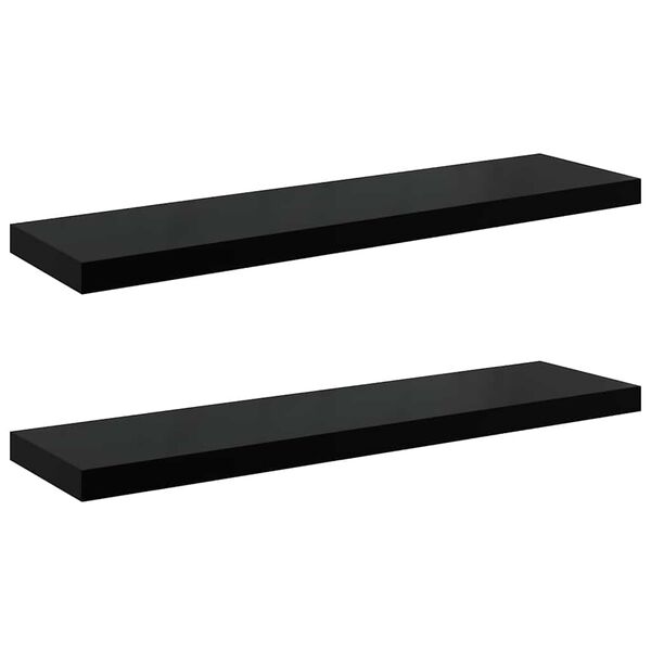 vidaXL Wall Shelf Set of 2 High gloss black Honeycomb MDF, metal