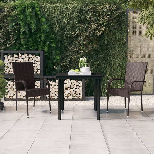 vidaXL Garden Dining Set Brown and black PE rattan Small Durable