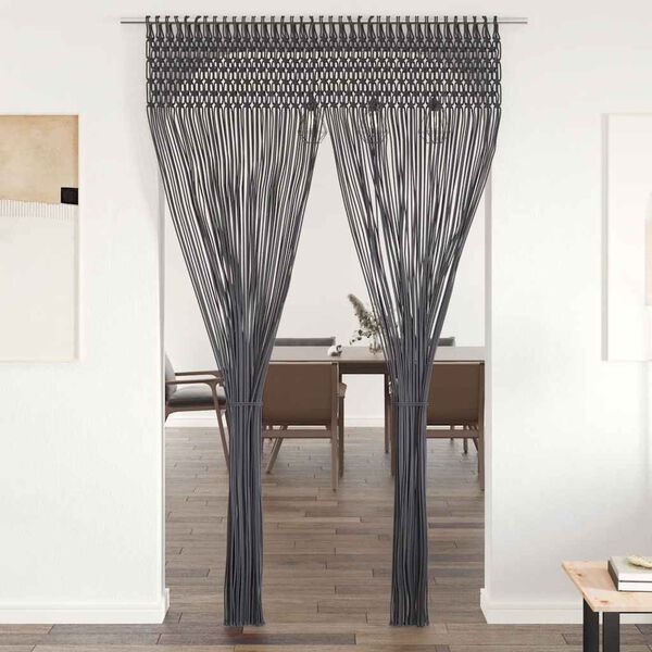 vidaXL Macrame Curtain Anthracite 55.1x94.5" Cotton
