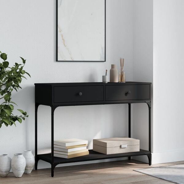 vidaXL Console Table Black Engineered wood Medium Console Table