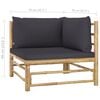 vidaXL Garden Lounge Set Bamboo Set of 6 Removable Covers Outdoor Lounge