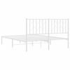 vidaXL Bed Frame White Steel Double Bed Frame Rectangular Modern