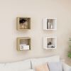 vidaXL Cube Shelf Set of 4 White and sonoma oak Engineered wood