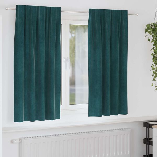 vidaXL Blackout Curtains 2 pcs Dark Green 55.12 x 68.90 in Velvet
