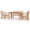 vidaXL Patio Dining Set Cream white Solid acacia wood Medium Modular