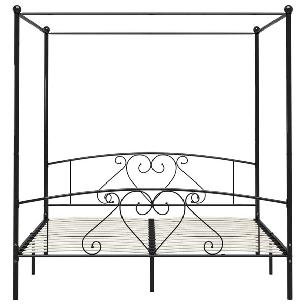 vidaXL Bed Frame Black Metal Double Bed Frame Rectangular Double Bed